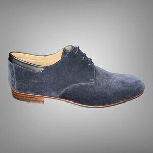 Hermes Navy Calfskin Suede Derby Shoes EU 42 New in Box
